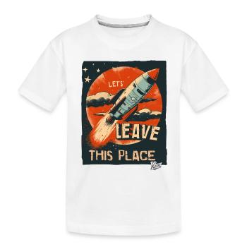 Lass uns mit einer Rakete hier abhauen - Kinder Premium Bio T-Shirt - Weiß - Vorne