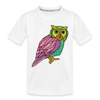 Hibou coloré peint Art nocturne oiseau amoureux cool - T-shirt bio Premium Enfant - blanc - Devant