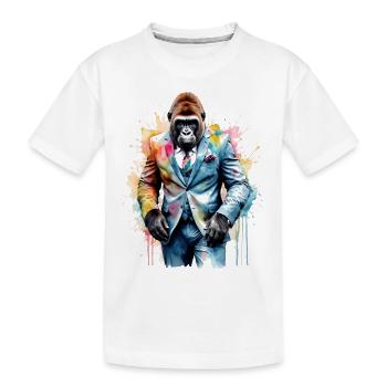 Gorilla Anzug Affe Bunt Tier Design Print - Kinder Premium Bio T-Shirt - Weiß - Vorne
