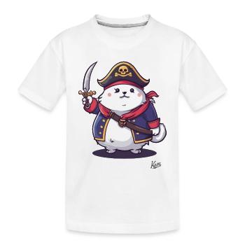 Chat pirate de compagnie moelleux - T-shirt bio Premium Enfant - blanc - Devant