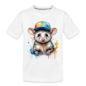 Opossum Snapback Cap Cool Tier Design Print - T-shirt bio Premium Enfant - blanc - Devant