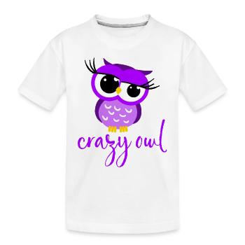 Crazy Owl Lady Mignon Oiseau Nocturne Oiseaux Prédateurs - T-shirt bio Premium Enfant - blanc - Devant
