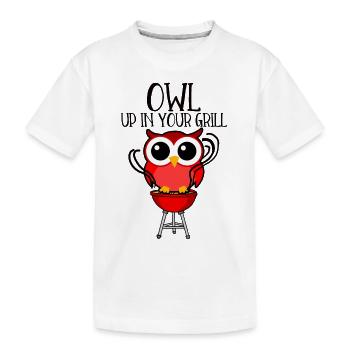 Hibou dans votre gril Mignons oiseaux de proie nocturnes - T-shirt bio Premium Enfant - blanc - Devant