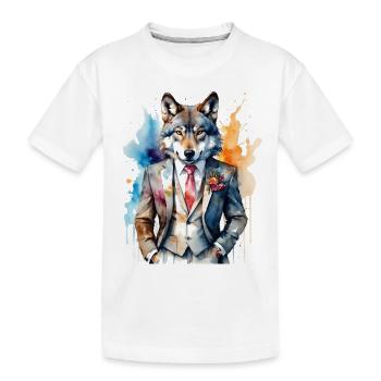 Costume de loup Imprimé coloré de conception d’animaux - T-shirt bio Premium Enfant - blanc - Devant