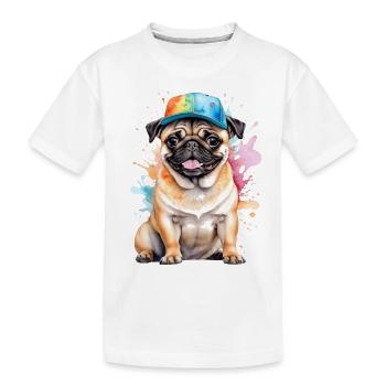 Carlin Snapback Cap Chien Coloré Drôle Design Imprimer - T-shirt bio Premium Enfant - blanc - Devant