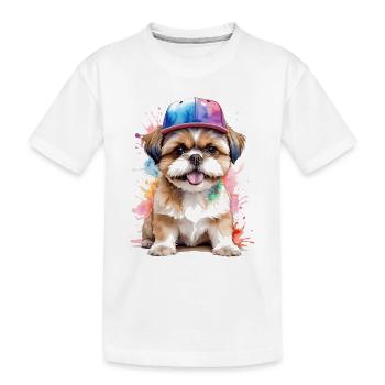 Shih Tzu Snapback Cap Chien Drôle Animal Print - T-shirt bio Premium Enfant - blanc - Devant