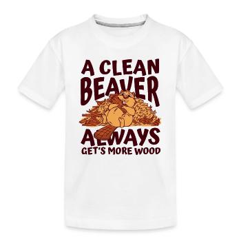 Clean Beaver bekommt immer mehr Holz nach Norden - Kinder Premium Bio T-Shirt - Weiß - Vorne