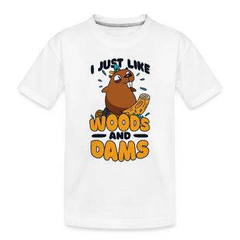 Ich mag einfach Woods And Dams Castor Canadensis - Kinder Premium Bio T-Shirt - Weiß - Vorne