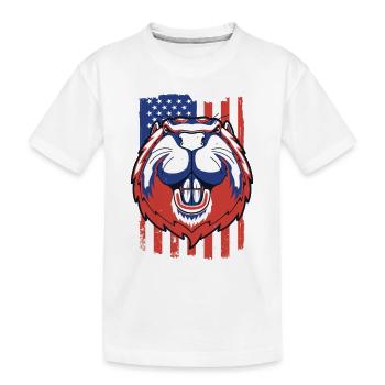 Biber Amerikanische Flagge Eurasischer Castor Canadensis - Kinder Premium Bio T-Shirt - Weiß - Vorne