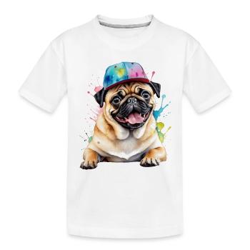 Carlin Snapback Cap Chien Coloré Drôle Design Imprimer - T-shirt bio Premium Enfant - blanc - Devant