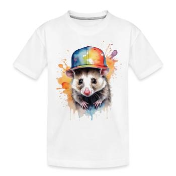 Opossum Snapback Cap Cool Tier Design Print - T-shirt bio Premium Enfant - blanc - Devant