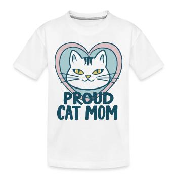 STOLZE KATZENMAMA - Kinder Premium Bio T-Shirt - Weiß - Vorne