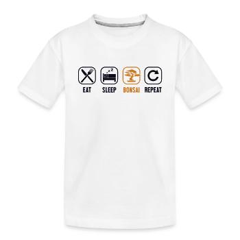 Essen Schlaf Bonsai Repeat Penjing Indoor Bonsai - Kinder Premium Bio T-Shirt - Weiß - Vorne