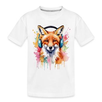 Renard Casque Musique Coloré Animal Design Imprimer - T-shirt bio Premium Enfant - blanc - Devant