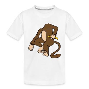 Corps de singe tenant une banane drôle de singe primate - T-shirt bio Premium Enfant - blanc - Devant