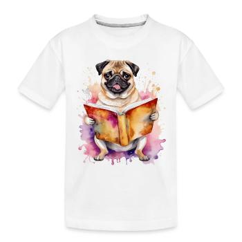 Carlin lecture livre chien coloré drôle animal design imprimer - T-shirt bio Premium Enfant - blanc - Devant