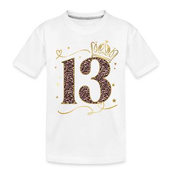 Geburtstag 13 Mädchen Birthday Girl Krone Dreizehn - Kinder Premium Bio T-Shirt - Weiß - Vorne