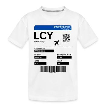 Idée de billet d’avion pour l’aéroport de Londres City LCY - T-shirt bio Premium Enfant - blanc - Devant