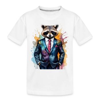 Costume de raton laveur Imprimé de conception d’animaux colorés - T-shirt bio Premium Enfant - blanc - Devant