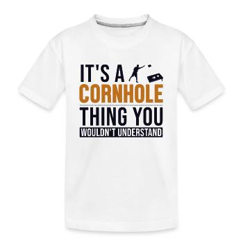C’est un Cornhole Thing Plateau de jeu Pouf - T-shirt bio Premium Enfant - blanc - Devant