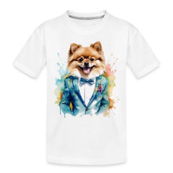 Poméranien Poméranien Costume Chien Imprimé Coloré - T-shirt bio Premium Enfant - blanc - Devant