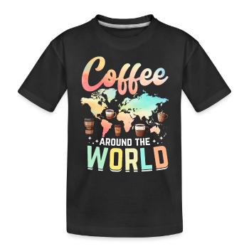 Coffee Around The World - Kids' Premium Organic T-Shirt - black - Front