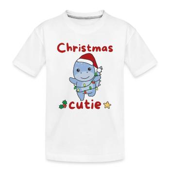 Dino Weihnachten Dinos Christmas Cutie - Kinder Premium Bio T-Shirt - Weiß - Vorne