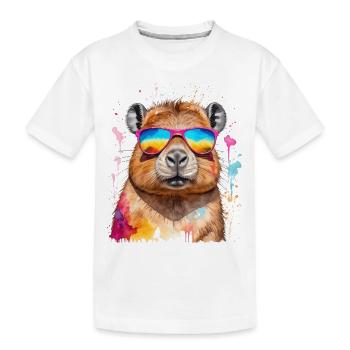 Lunettes de soleil Capybara Capy Colorful Animal Design Print - T-shirt bio Premium Enfant - blanc - Devant