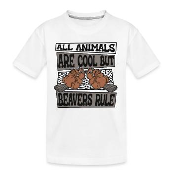 Alle Tiere sind cool, aber Biber herrschen Eurasisch - Kinder Premium Bio T-Shirt - Weiß - Vorne