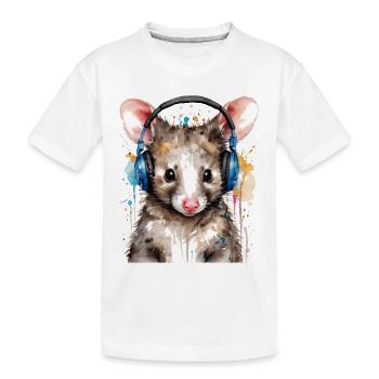 Casque Opossum Imprimé de conception d’animaux colorés - T-shirt bio Premium Enfant - blanc - Devant