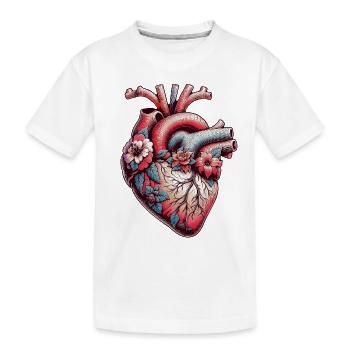 Coeur Anatomique avec Fleurs - T-shirt bio Premium Enfant - blanc - Devant