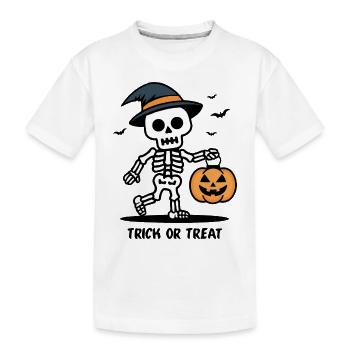 Squelette mignon avec citrouille lanterne Halloween - T-shirt bio Premium Enfant - blanc - Devant