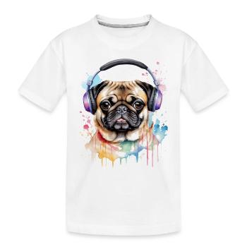 Carlin Casque Chien Coloré Drôle Animal Design Imprimer - T-shirt bio Premium Enfant - blanc - Devant