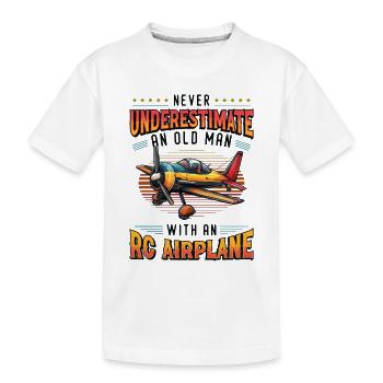 Vieil homme avec maquette d’avion - T-shirt bio Premium Enfant - blanc - Devant