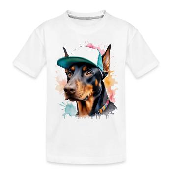 Doberman Snapback Cap Chien Drôle Design Imprimer - T-shirt bio Premium Enfant - blanc - Devant