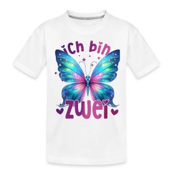 Geburtstag 2 Mädchen Schmetterling Zwei 2 Jahre - Kinder Premium Bio T-Shirt - Weiß - Vorne