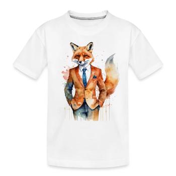 Fuchs Anzug Bunt Tier Design Print - Kinder Premium Bio T-Shirt - Weiß - Vorne