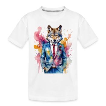 Costume de loup Imprimé coloré de design d’animaux - T-shirt bio Premium Enfant - blanc - Devant