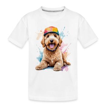 Goldendoodle Snapback Cap Chien Animal Design Print - T-shirt bio Premium Enfant - blanc - Devant