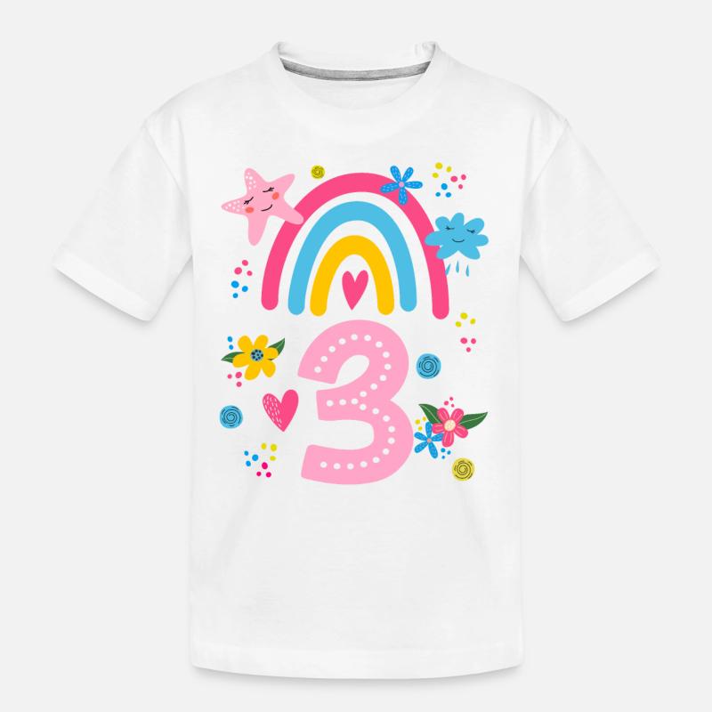 Geburtstag 3 Mädchen Regenbogen Fee Drei 3 Jahre - Kinder Premium Bio T-Shirt - Weiß