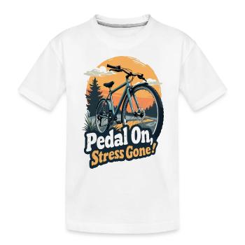 CYCLISME. PÉDALEZ, LE STRESS A DISPARU ! - T-shirt bio Premium Enfant - blanc - Devant