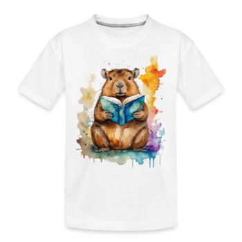 Capybara livre de lecture Capy Colorful Animal Design Print - T-shirt bio Premium Enfant - blanc - Devant