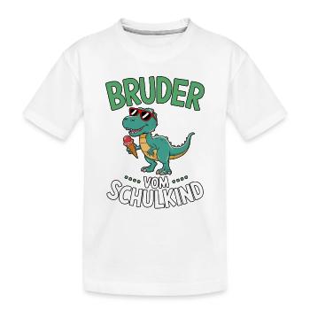 Cooler Dinosaurier Bruder von Schulkind 2025 - Kinder Premium Bio T-Shirt - Weiß - Vorne