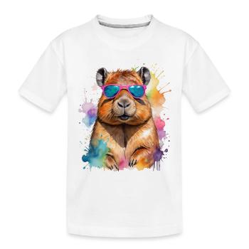Lunettes de soleil Capybara Capy Colorful Animal Design Print - T-shirt bio Premium Enfant - blanc - Devant