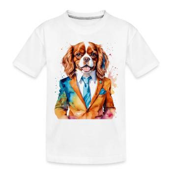 Cavalier King Charles Spaniel Costume Imprimé Chien - T-shirt bio Premium Enfant - blanc - Devant