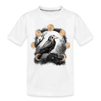 Krähe Halloween Mittelalter Pest Mondphase Rabe - Kinder Premium Bio T-Shirt - Weiß - Vorne