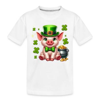 Glücksschwein Silvester Neujahr Glücksschweinchen - Kinder Premium Bio T-Shirt - Weiß - Vorne