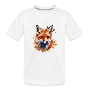 Herbst-Aquarell-Fuchs - Kinder Premium Bio T-Shirt - Weiß - Vorne