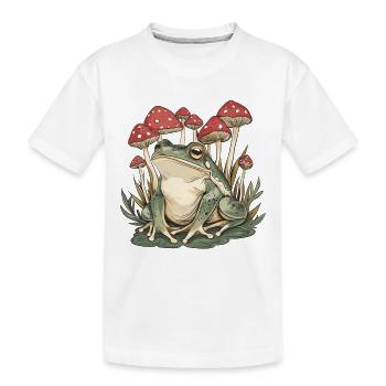 Cottagecore Frog with Mushrooms - Kids' Premium Organic T-Shirt - white - Front
