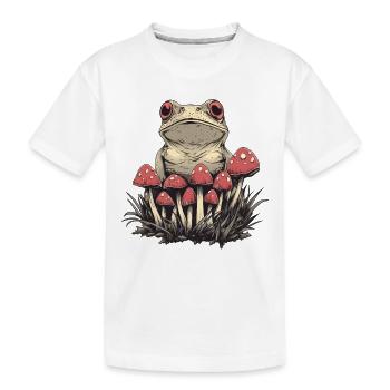 Cottagecore Frog with Mushrooms - Kids' Premium Organic T-Shirt - white - Front